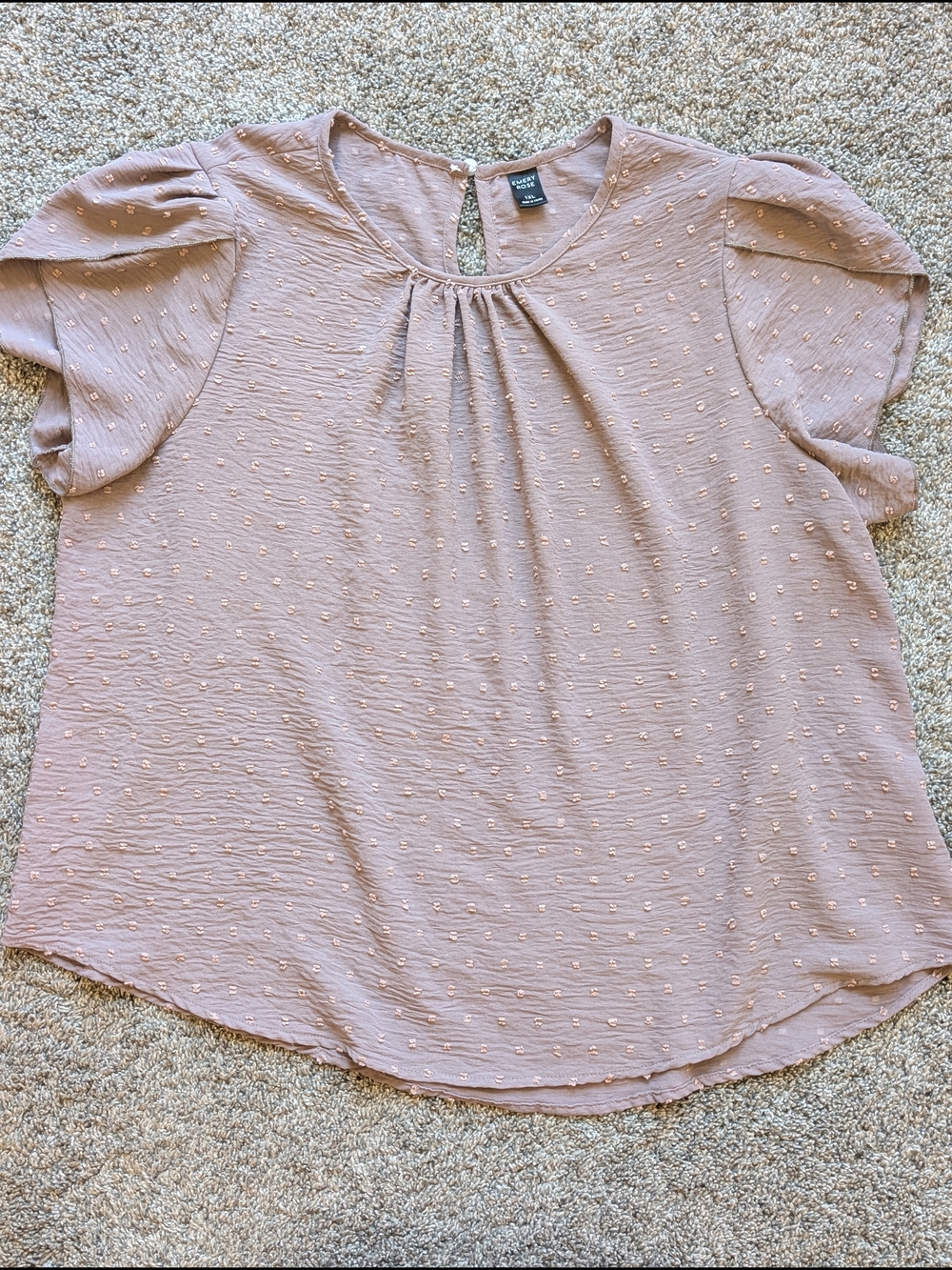 Petite Puff-Sleeve Blush Pink Dot-Texture Blouse